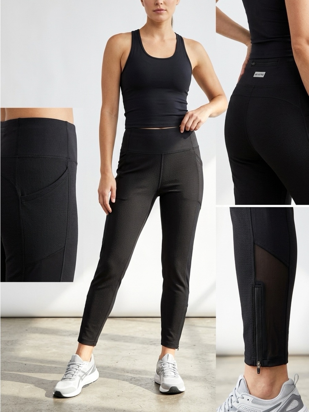 Marika Black Ankle Crop Workout Pants Joggers Size Small NWT